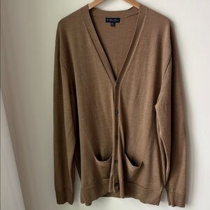 Brooks Brothers Extra Fine Merino Wool Cardigan Sweater Camel Preppy Size 1XLT